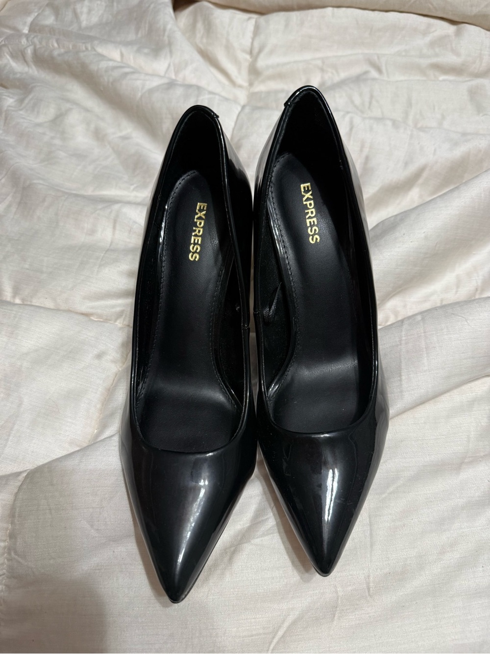 Express Black Patent Pointed Pumps